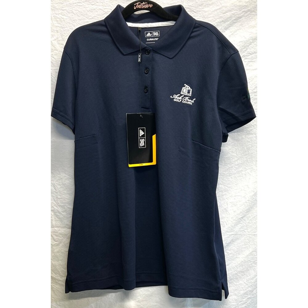 Adidas Youth Navy Polo Shirt Medium Golf Course Embroidered Logo Short Sleeve